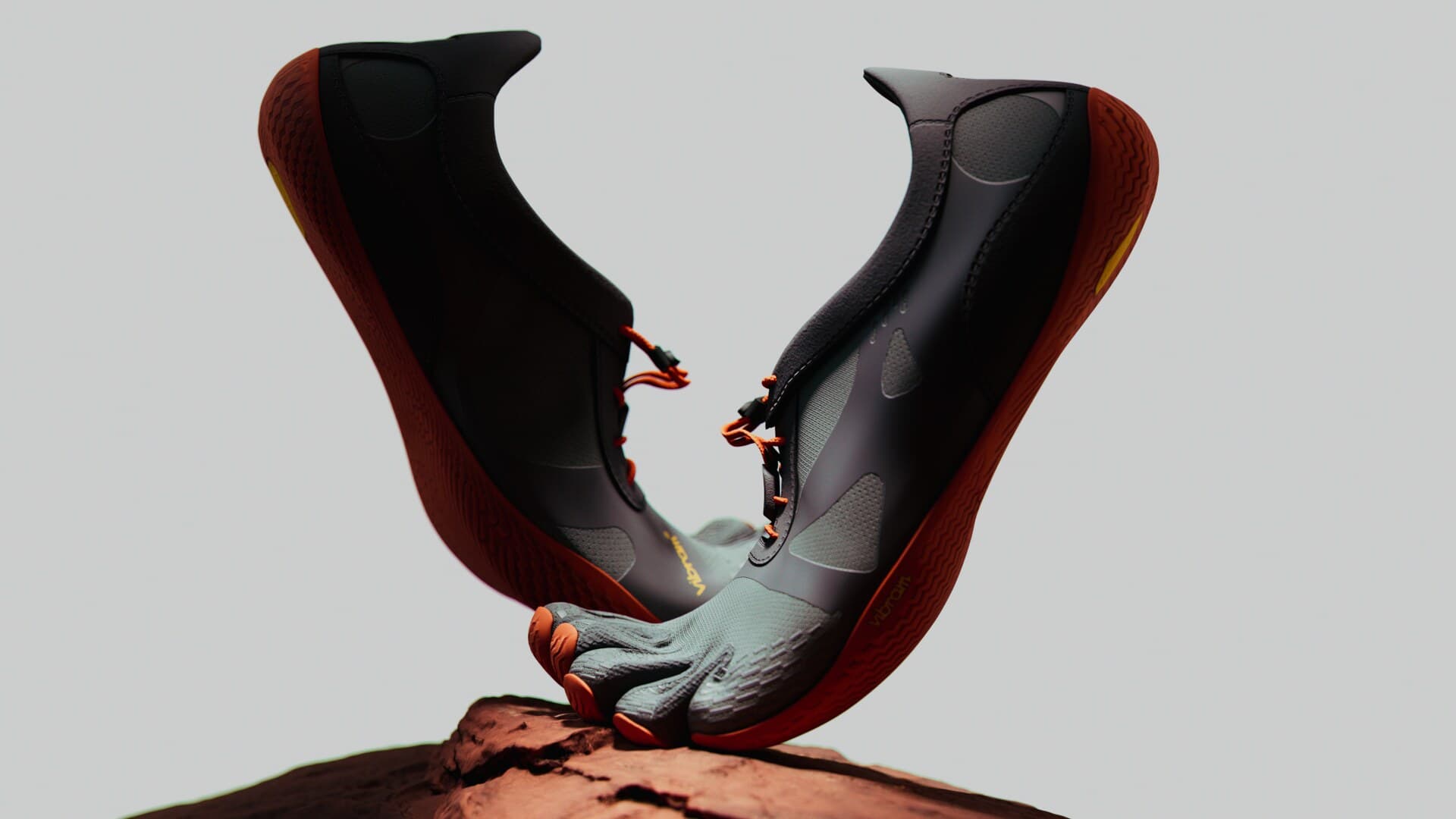 Barefoot shoe pair, low angle study
